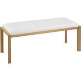 Fuji Bench in White Leatherette & Gold Metal